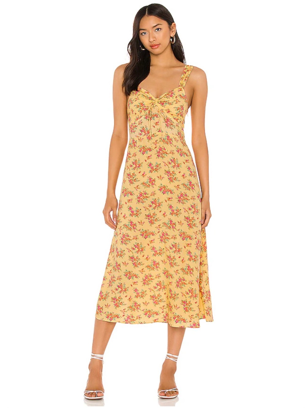 Faithfull The Brand Maeve Midi Dress in Sunday Yellow Floral Print